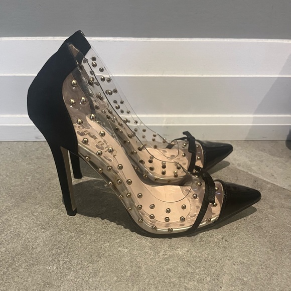 Black and clear pointy toe heels size 39 - Picture 3 of 7